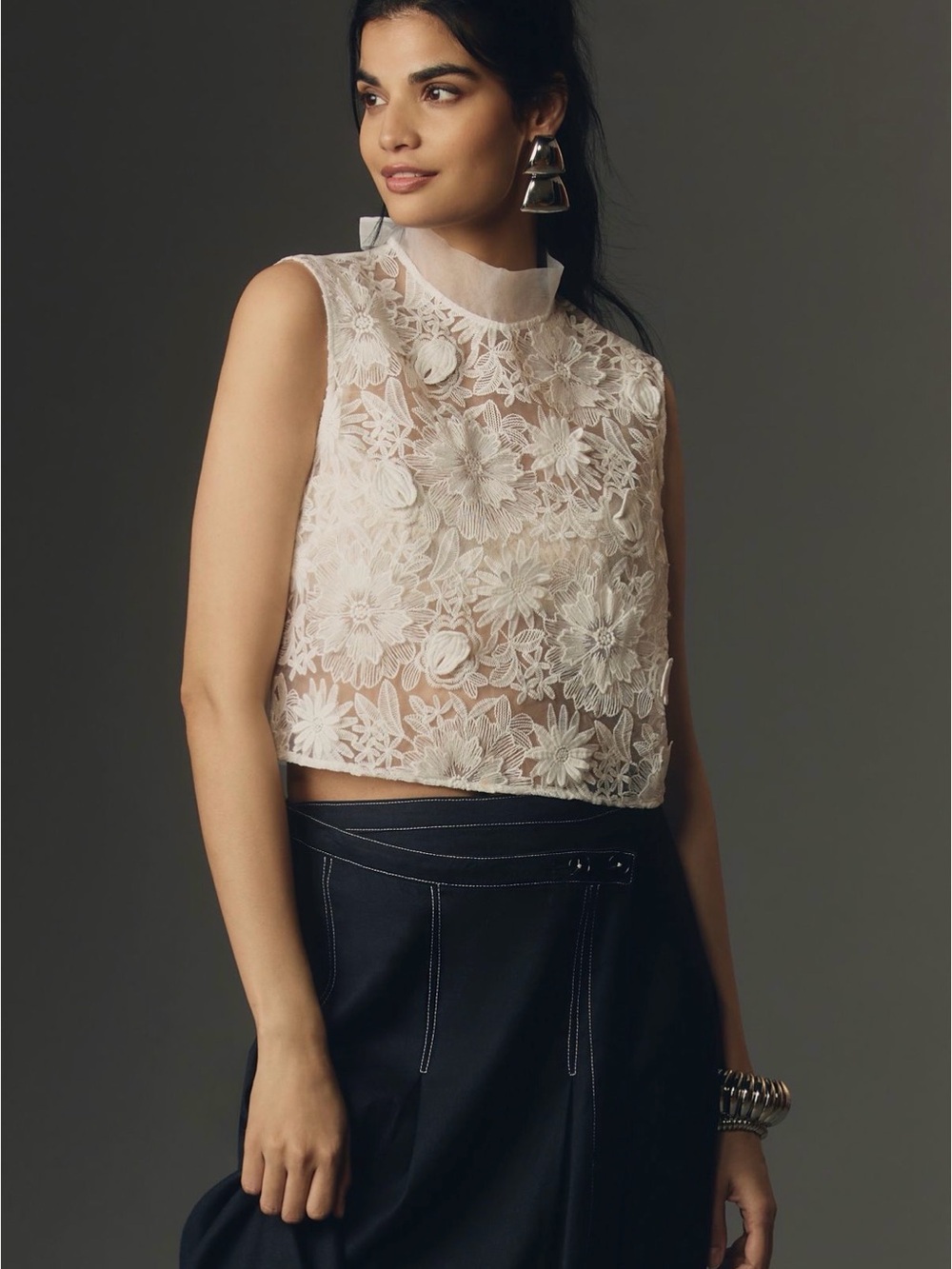 Maeve Sleeveless Sheer Floral Blouse